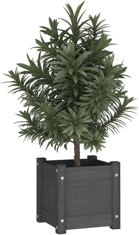 homiuse Hochbeet Pflanzkübel Grau 31x31x31 cm Massivholz Kiefer Grau Blumentopf Gross PflanzküBel Gr