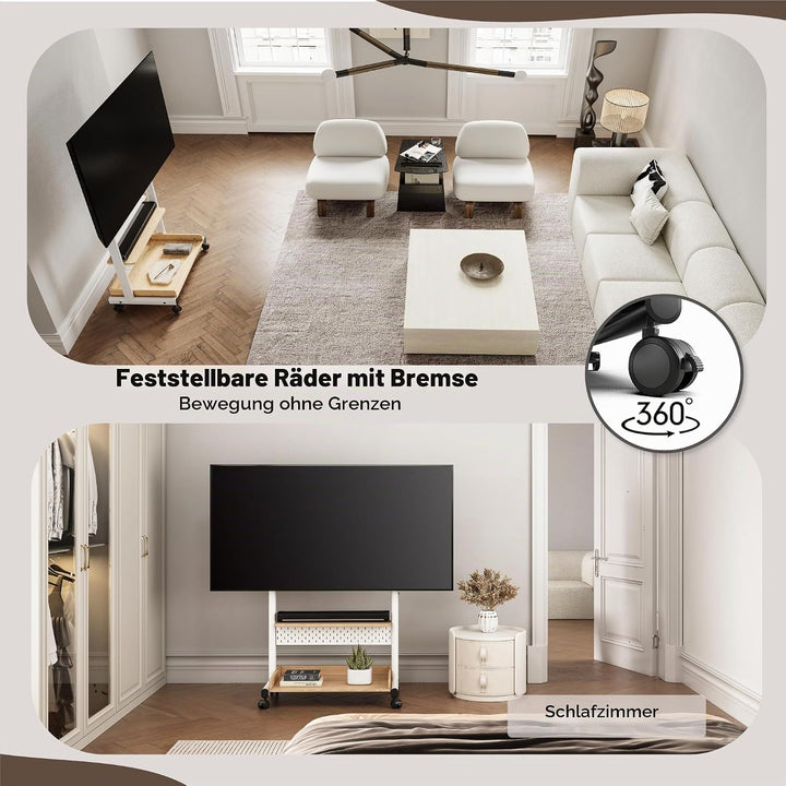 FITUEYES TV Ständer Rollbar Fernsehständer mit Rollen Bodenständer TV Rollwagen für 40-85 Zoll Ferns