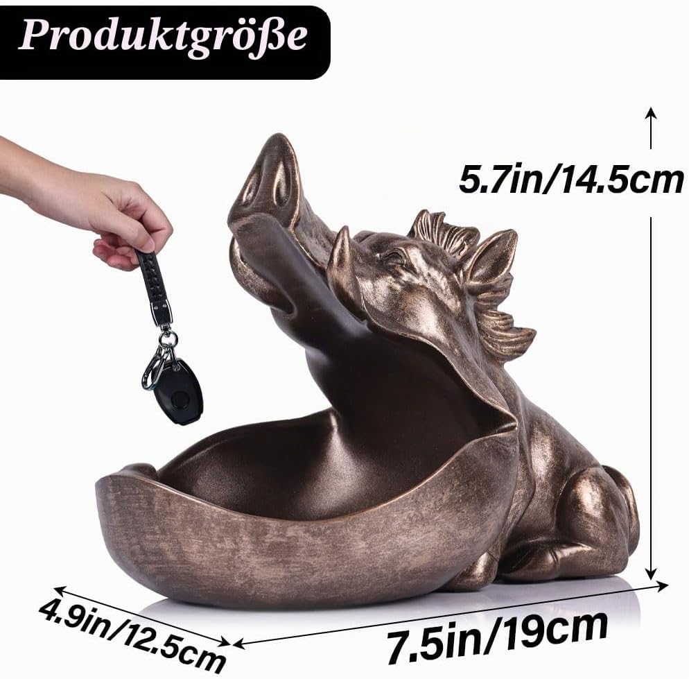 Kunstharz-Wildschwein-Dekoration, Süssigkeitenschale, Keksdose, Schlüsselschale, Geschenk, kupferfar