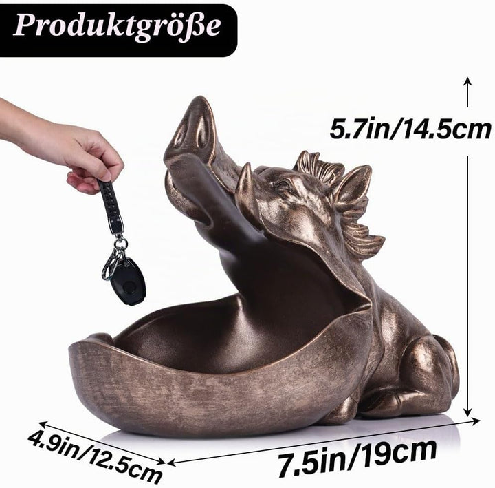 Kunstharz-Wildschwein-Dekoration, Süssigkeitenschale, Keksdose, Schlüsselschale, Geschenk, kupferfar