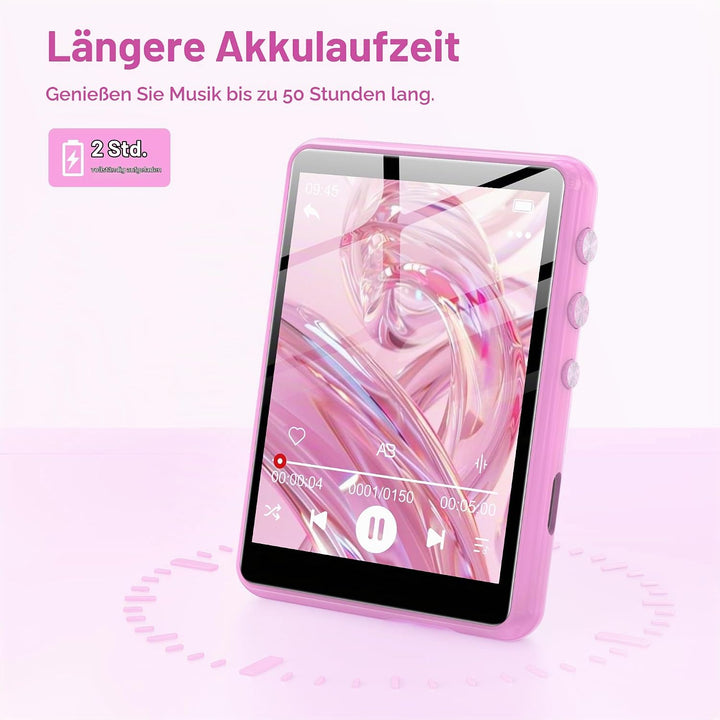 SWOFY 128GB MP3-Player mit Bluetooth 5.3-2,4-Zoll Touchscreen, HiFi-Klang, integrierter Lautsprecher