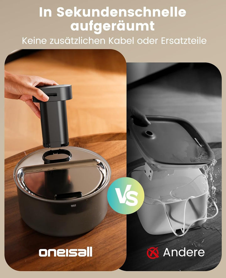 Oneisall 3.2L Kabelloser Katzenbrunnen Edelstahl mit Bewegungsmelder Katze | 4000mAh Akku 45 Tage La