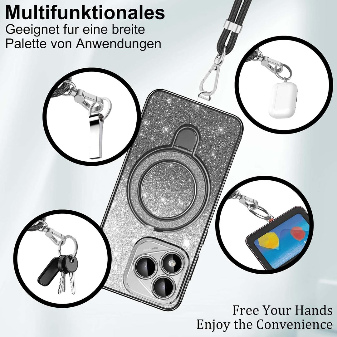 HandyHülle für Honor 400 Lite Hülle mit Band,[Mit Abnehmbarem Handykette] Transparente Silikon Stoss