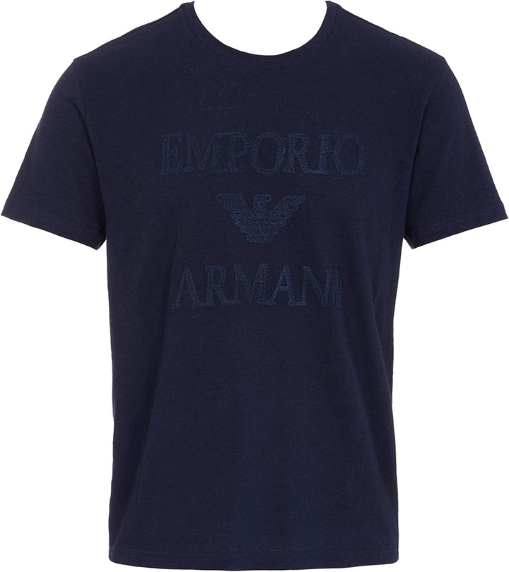 Emporio Armani Herren Men's Superfine Linen Blend Crew Neck T-Shirt S Navy Blue, S Navy Blue