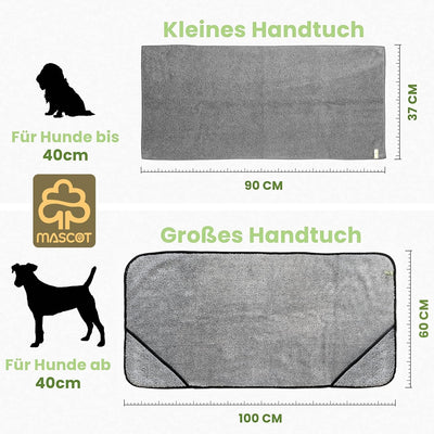 MASCOT (2er Pack) Hundehandtuch XXL extra saugfähig - Fellpflege Hunde Handtuch mit innovativen Schm