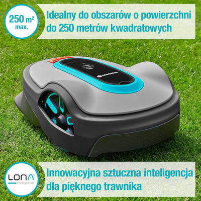 Gardena Mähroboter smart SILENO City 250 qm PL-Version, Türkis;orange;schwarz;grau