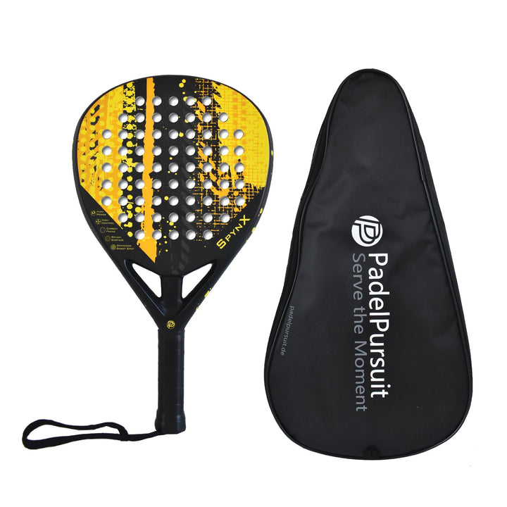 SpynX - Padel Schläger 100% Kohlefaser, Spezial-Oberfläche für verbesserten Spin, Paddle Tennis für