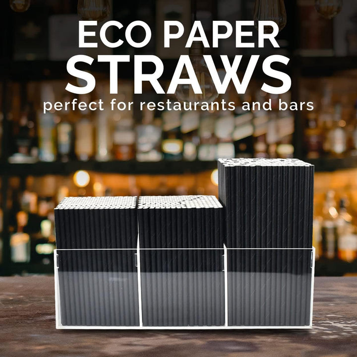 Kleine schwarze Papierstrohhalme für Cocktails, Kaffee & Short Drinks - 14,6 x 0,6 cm, 500 Stück - 1