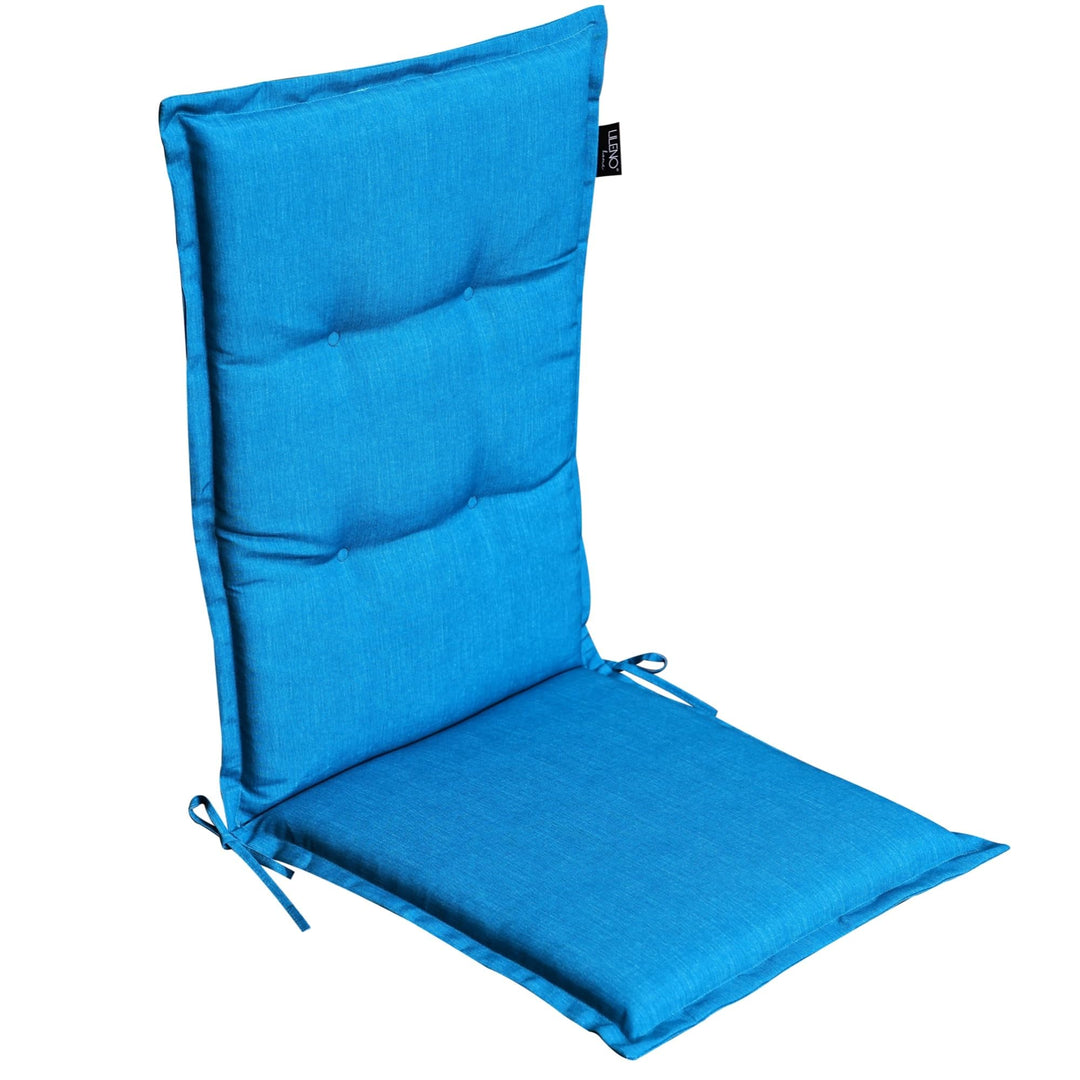 LILENO HOME Gartenstuhl Auflagen als [1er Set - Hochlehner] in Aqua Uni - Bequeme Liegen als Sitzauf
