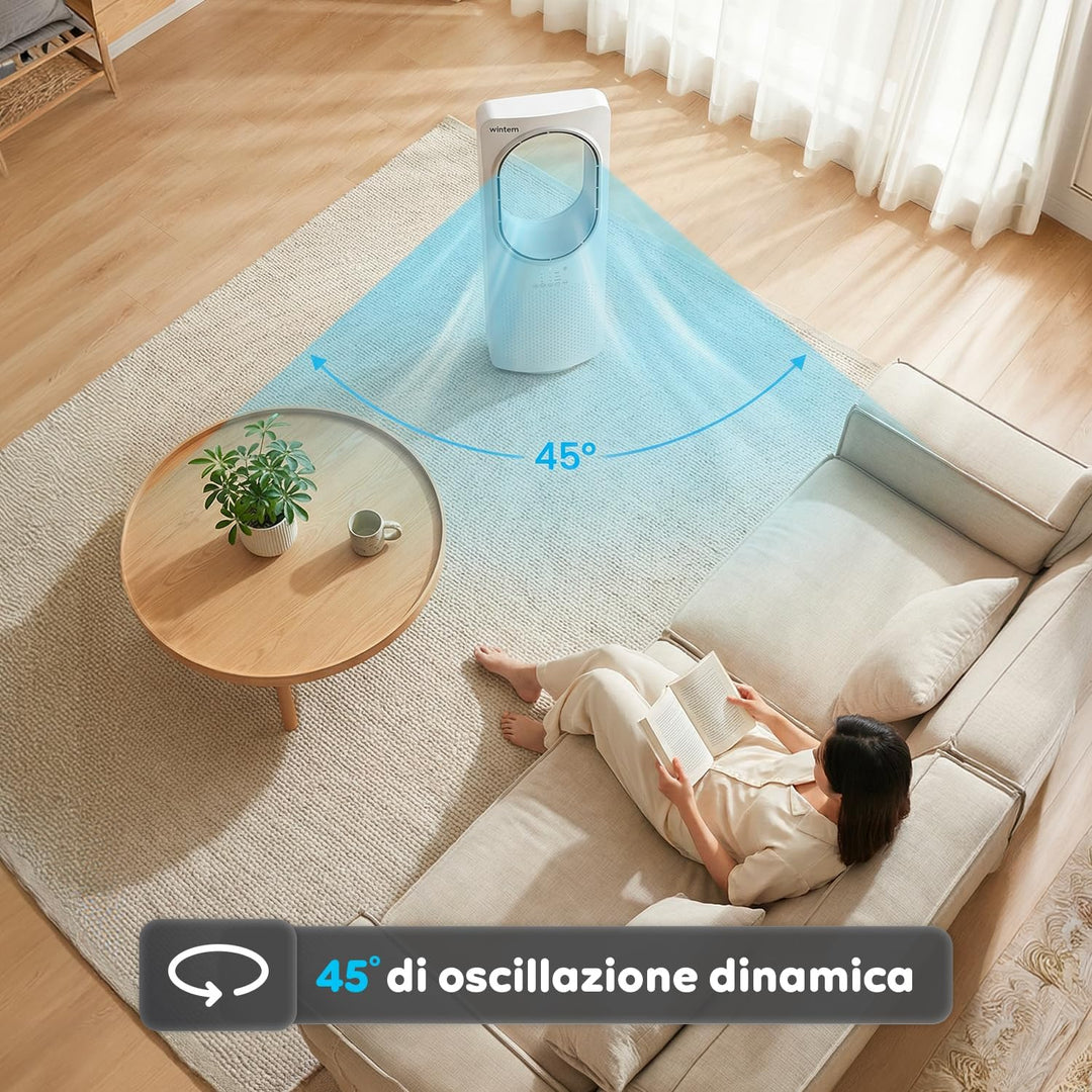 Wintem Freezy Turmventilator ohne Flügel, mit Fernbedienung und Timer, Wirbelkühler, mit Oszillation