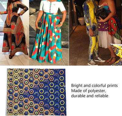 6 Yards Afrikanischer Stoff, Afrikanischer Ankara-Wachsdruckstoff Zum Nähen, Partykleid-Bastelprojek