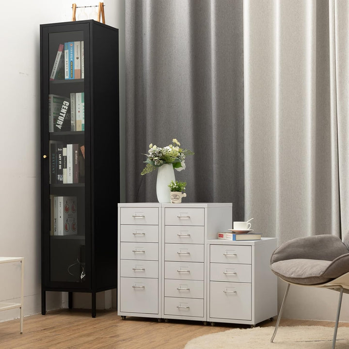 HollyHOME Mobiler Aktenschrank mit 5 Schubladen, rollender Aktenorganisator, Aufbewahrungsschrank au