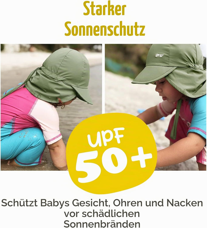 FURTALK Baby Sonnenhut mit Nackenklappe Kleinkind Kinder UPF 50+ Einstellbare Jungen Mädchen UV-Schu