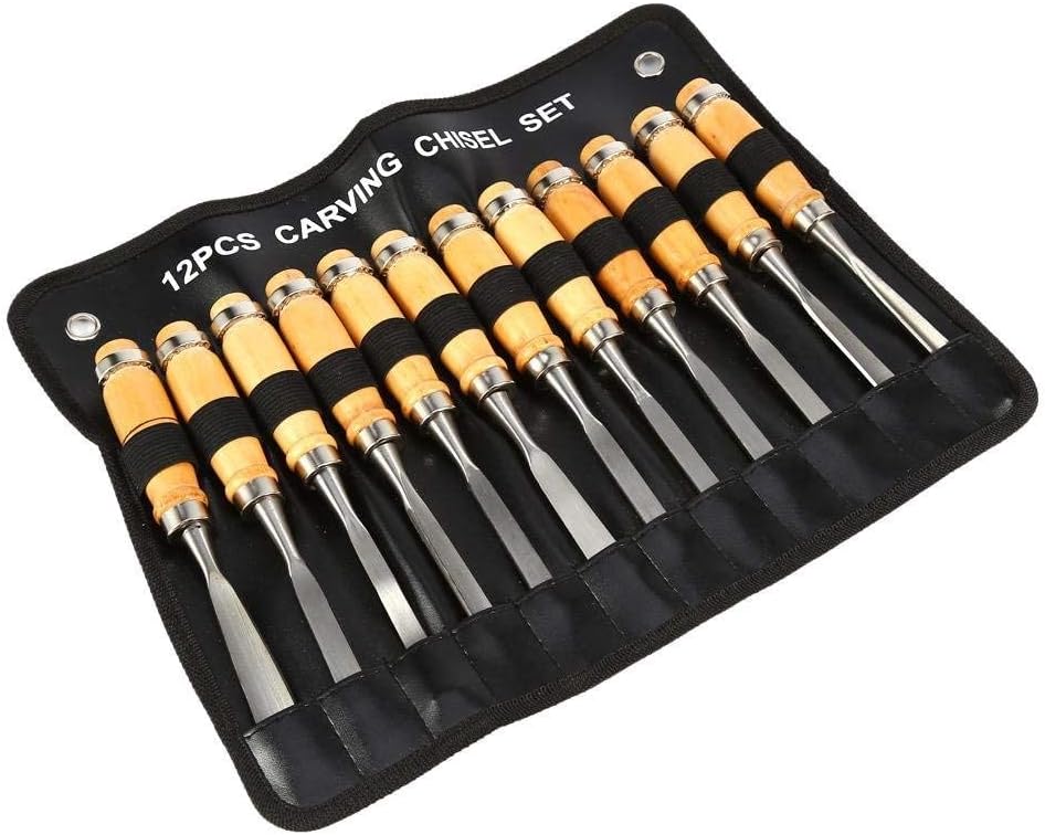 Gouges, Holzschnitzmeissel Set 12Pcs Professionelle Schnitzereien Scharfe Holzbearbeitungswerkzeuge