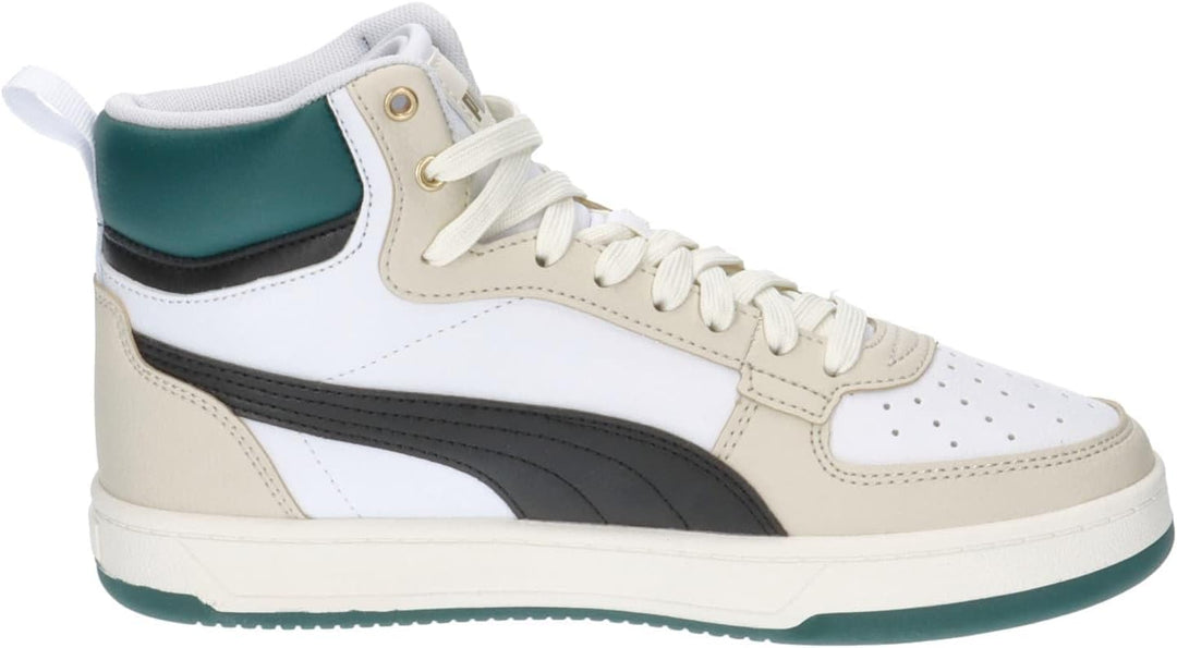 PUMA Unisex Kinder Caven 2.0 Mid Jr Sneaker 37.5 EU Puma White Puma Black Alpine Snow Malachite Gold
