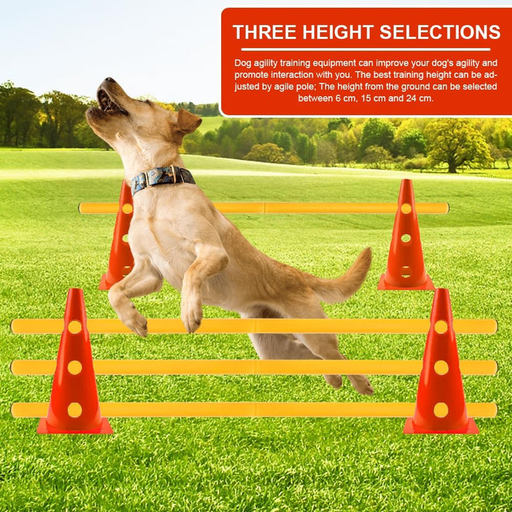 Agility Set Hunde Kinder, Sports Steckhürdenset 8 Kegel 23cm + 4 Stangen 80cm, Agility Koordinations