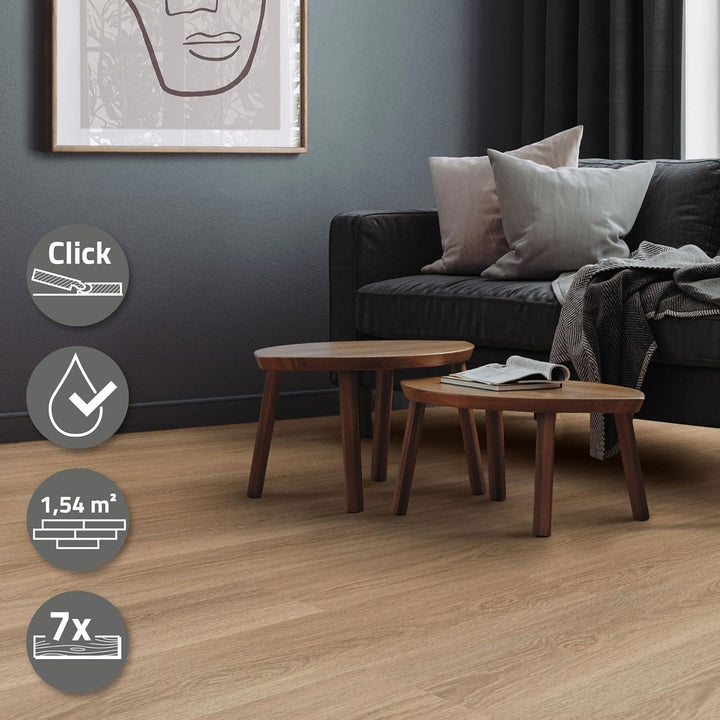 ML-Design Deluxe PVC Bodenbelag, Click Vinyl-Dielen, Vinylboden, 122 cm x 18 cm x 4,2 mm, Dicke 4,2