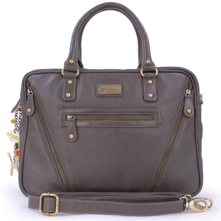 Catwalk Collection Handbags - Damen Leder Schultertasche Gross - Aktentasche für Notizbuch A4 - Lapt