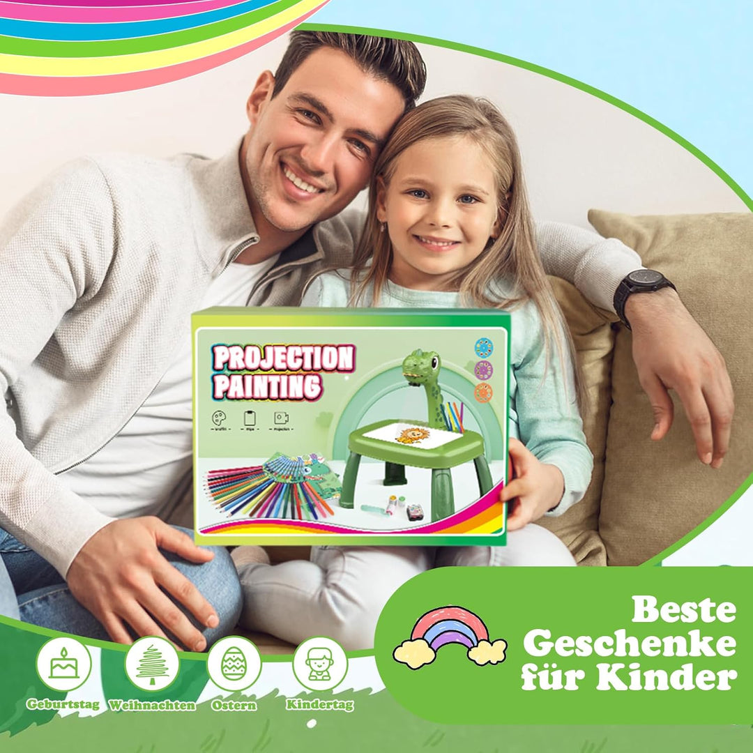 Dinosaurier Zeichenprojektor für Kinder mit 72 Mustern Kinder Projektor mit Bleistiften,Buntstiften,
