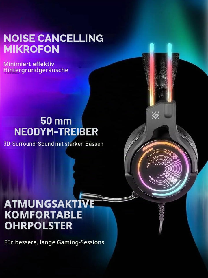 Defender® Gaming Headset, 7.1 Surround Sound, Gaming Kopfhörer PC mit Kabel für PS4, Laptop, Over-Ea