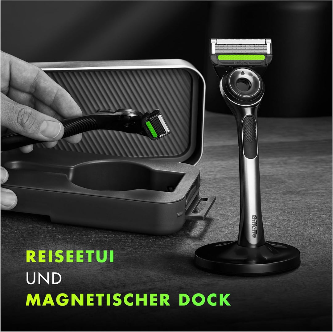 Gillette Labs Nassrasierer Herren, Rasierer mit Reinigungs-Element + Reise-Etui zur Aufbewahrung für