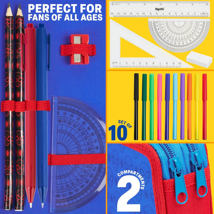 Marvel Spiderman Federmäppchen mit Stiften Gefülltes Federtasche für Kinder Stifte Federmappe Jungen