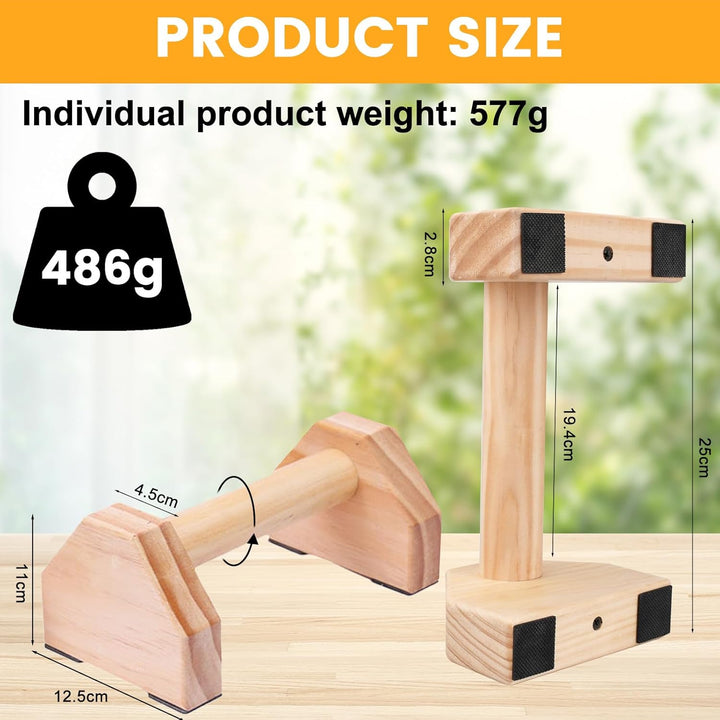 JOYBOY Liegestützgriffe Holz,Push-Up Bars,Premium Liegestützgriffe für Fitness,Holz Parallettes Cali