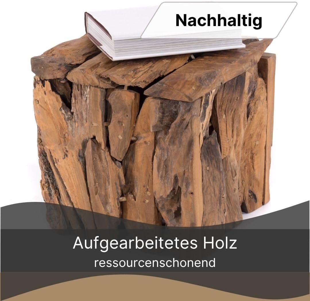 TREIBHOLZ SITZBOX Teak 30 | 30x30x30cm (HxBxT), Recyclingholz, erodiert | Sitzhocker aus naturbelass