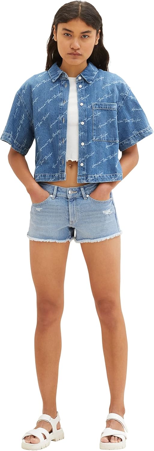 TOM TAILOR Denim Damen jeans shorts XXL 10122 - Destroyed Light Stone Blue Denim, XXL 10122 - Destro