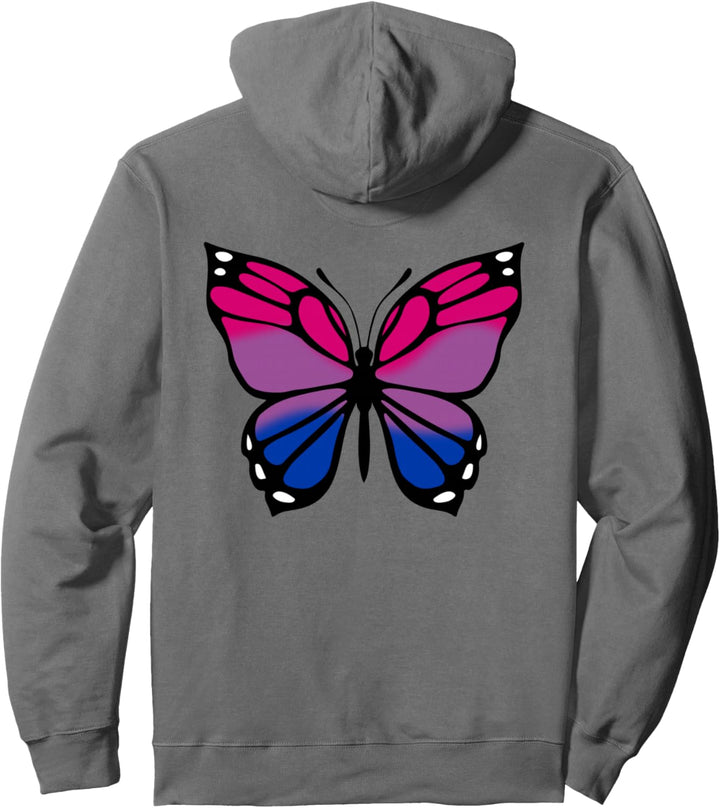 Schmetterling mit Farben der Bisexuellen Pride-Flagge, LGBTQ, Bi Pullover Hoodie