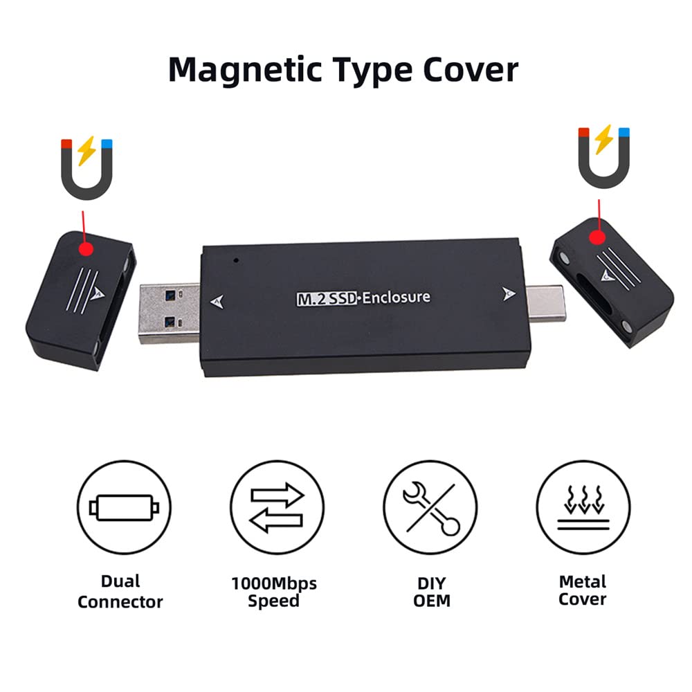 Cablecc Combo Typ-C & USB 3.0 zu NVME M-Key M.2 NGFF SATA SSD PCBA Gehäuse 2230/2242mm Adapter RTL92
