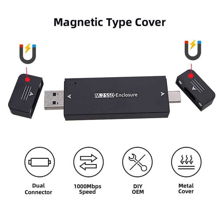 Cablecc Combo Typ-C & USB 3.0 zu NVME M-Key M.2 NGFF SATA SSD PCBA Gehäuse 2230/2242mm Adapter RTL92