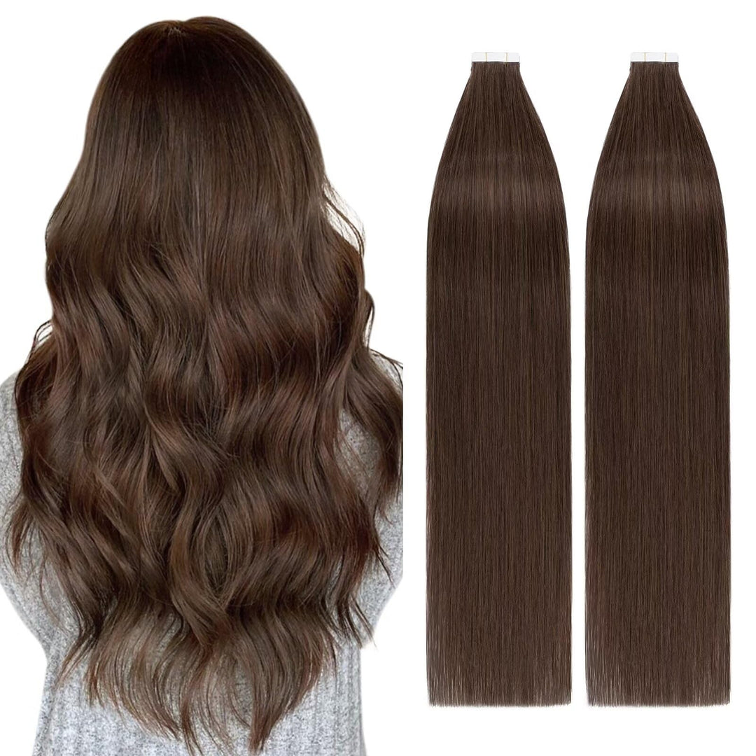 TESS Tape Extensions Echthaar 100g Mittelbraun 40 pcs Remy Human Hair Echthaar Extensions Tape 45 cm
