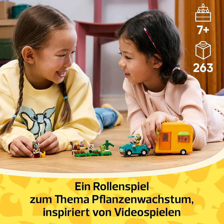 LEGO Animal Crossing Gerds Wohnwagen & Gärtnerei, Bauset für Rollenspiele, Spielzeug Auto für Kinder