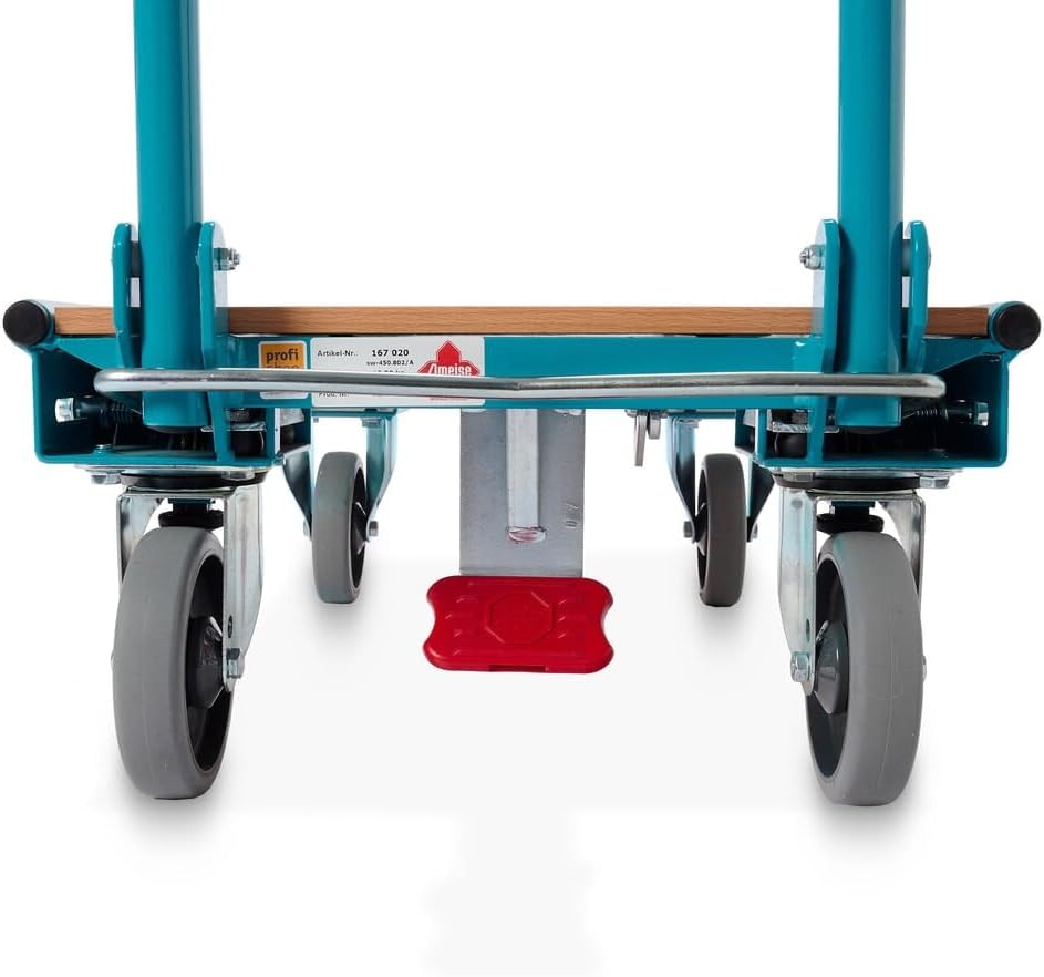 Ameise Transportwagen | 150 kg Tragkraft | HxBxT 94 x 45 x 81,5 cm | 4 TPE-Rollen mit Zentralbremse