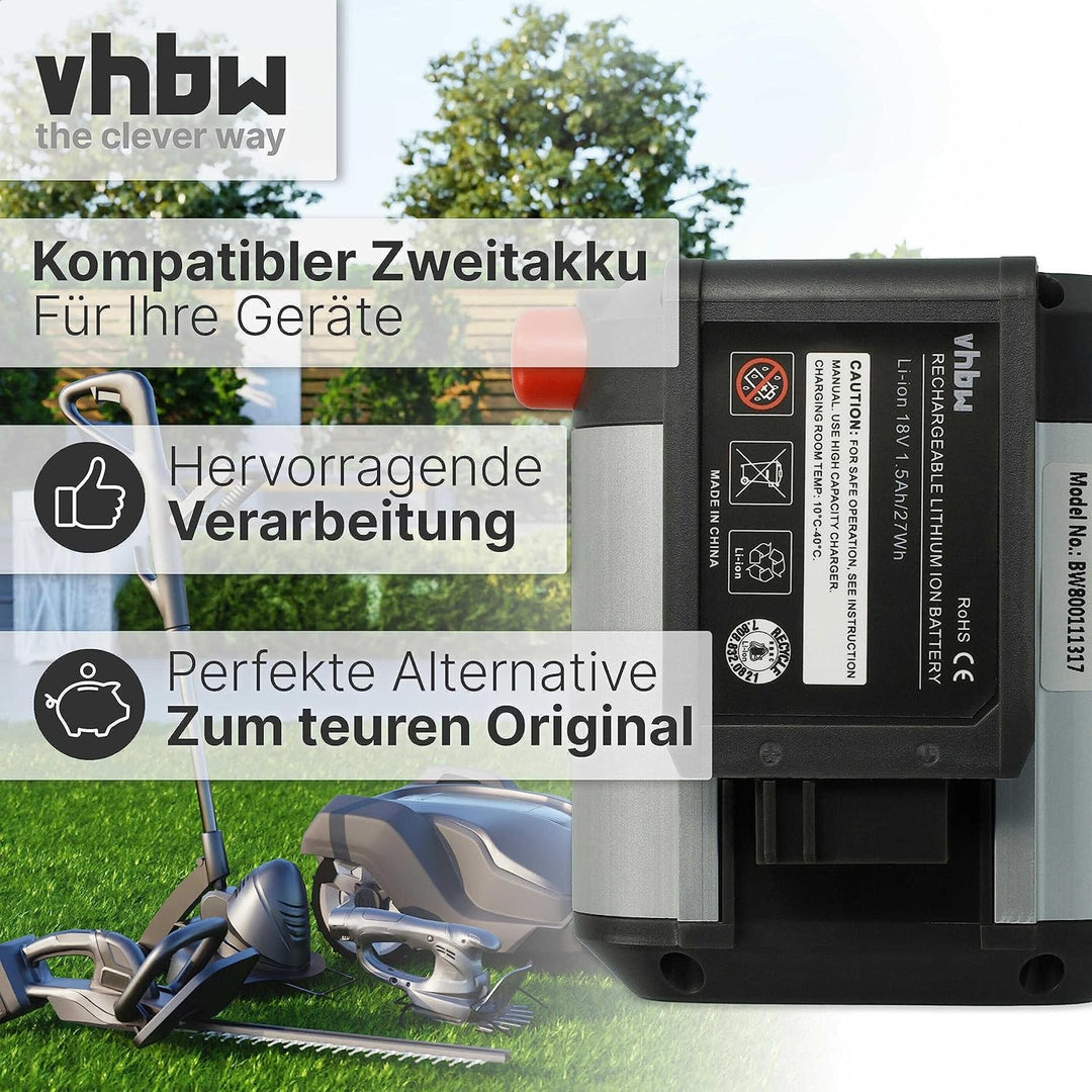 vhbw Akku kompatibel mit Gardena Akku-Trimmer ComfortCut Li-18/23 R (9825-20) Akku-Rasentrimmer Ersa