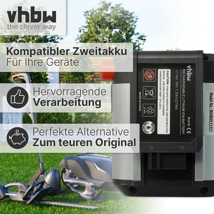 vhbw Akku kompatibel mit Gardena Akku-Trimmer ComfortCut Li-18/23 R (9825-20) Akku-Rasentrimmer Ersa