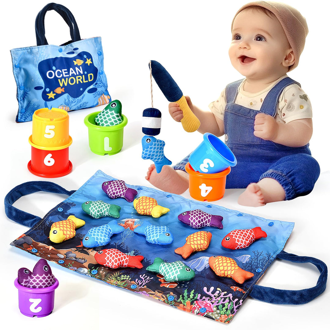 Montessori Spielzeug ab 1 2 Jahr, Angelspiel kinderspielzeug, Baby Spielzeug für 6 12 18 Monate, Mot