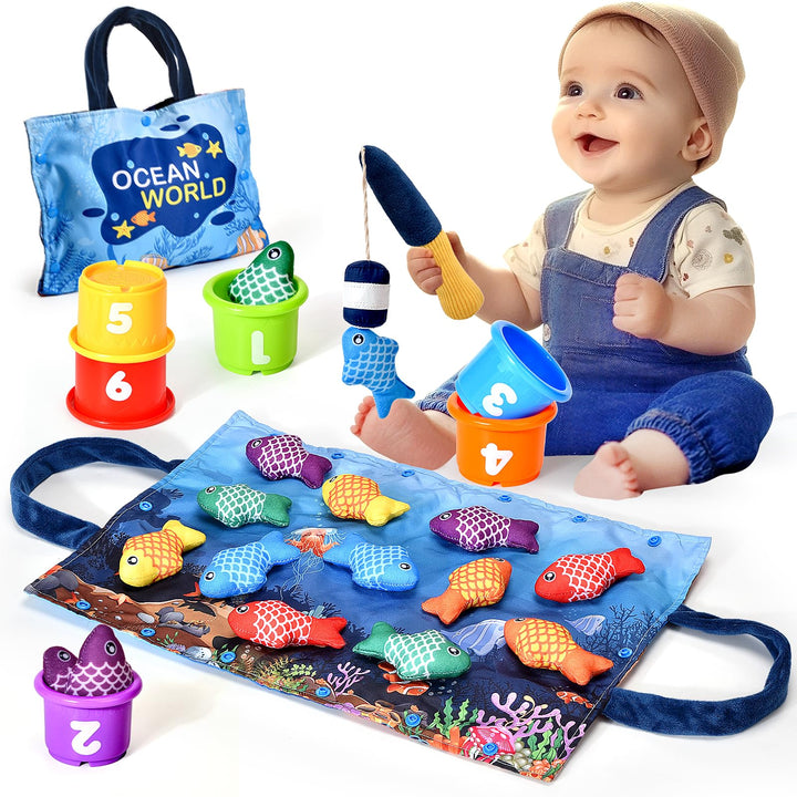 Montessori Spielzeug ab 1 2 Jahr, Angelspiel kinderspielzeug, Baby Spielzeug für 6 12 18 Monate, Mot