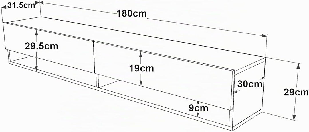 [en.casa] TV Board Laitila TV Schrank mit 2 Ablagen 2 Schranktüren Lowboard Fernsehtisch 180 x 31,5