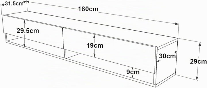 [en.casa] TV Board Laitila TV Schrank mit 2 Ablagen 2 Schranktüren Lowboard Fernsehtisch 180 x 31,5