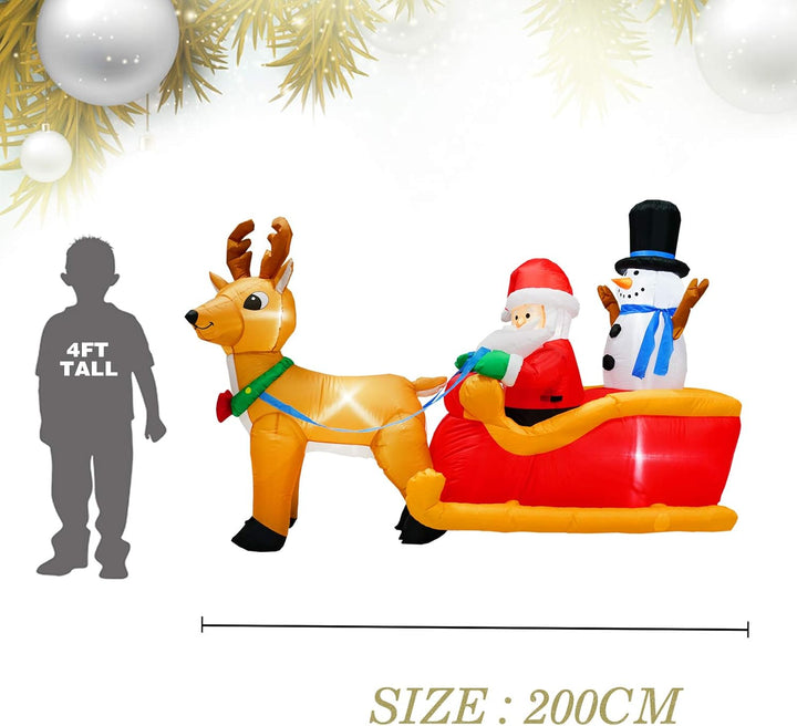 2.0m langes Weihnachten aufblasbares Weihnachtsmann-Rentiergeschenk mit Schneemann für Weihnachtsdek