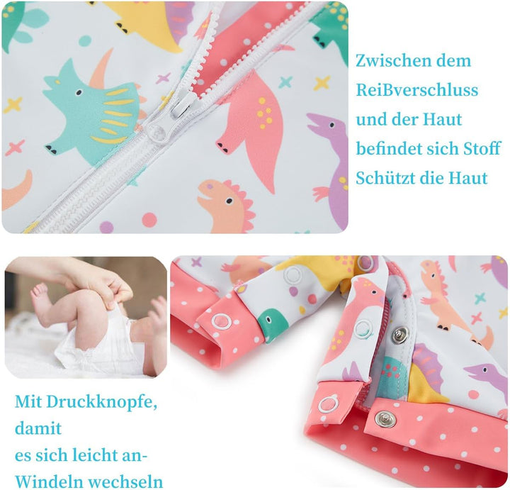 UMELOK Baby Badebekleidung Mädchen Badeanzug mit Sonnenhut UV Schutz 3-6 Monate Niedlicher Dinosauri