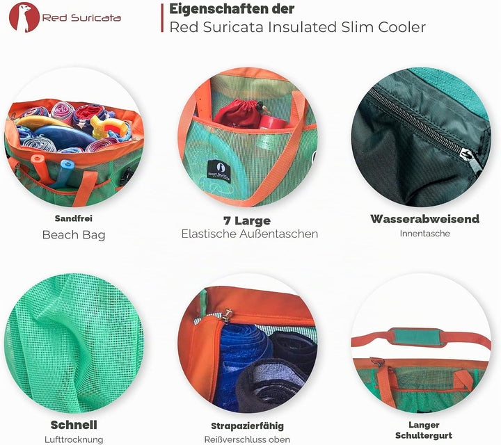 Red Suricata Ra-rso-lamebeba1 Netz-Strandtasche Türkis/Orange, Türkis/Orange