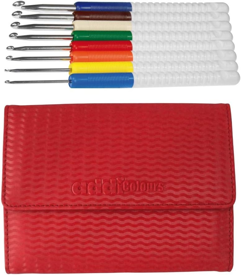 Addi Crochet Hook Case, Aluminium, Red, 2 bis 6mm 2.00 bis 6.00mm, 2.00 bis 6.00mm