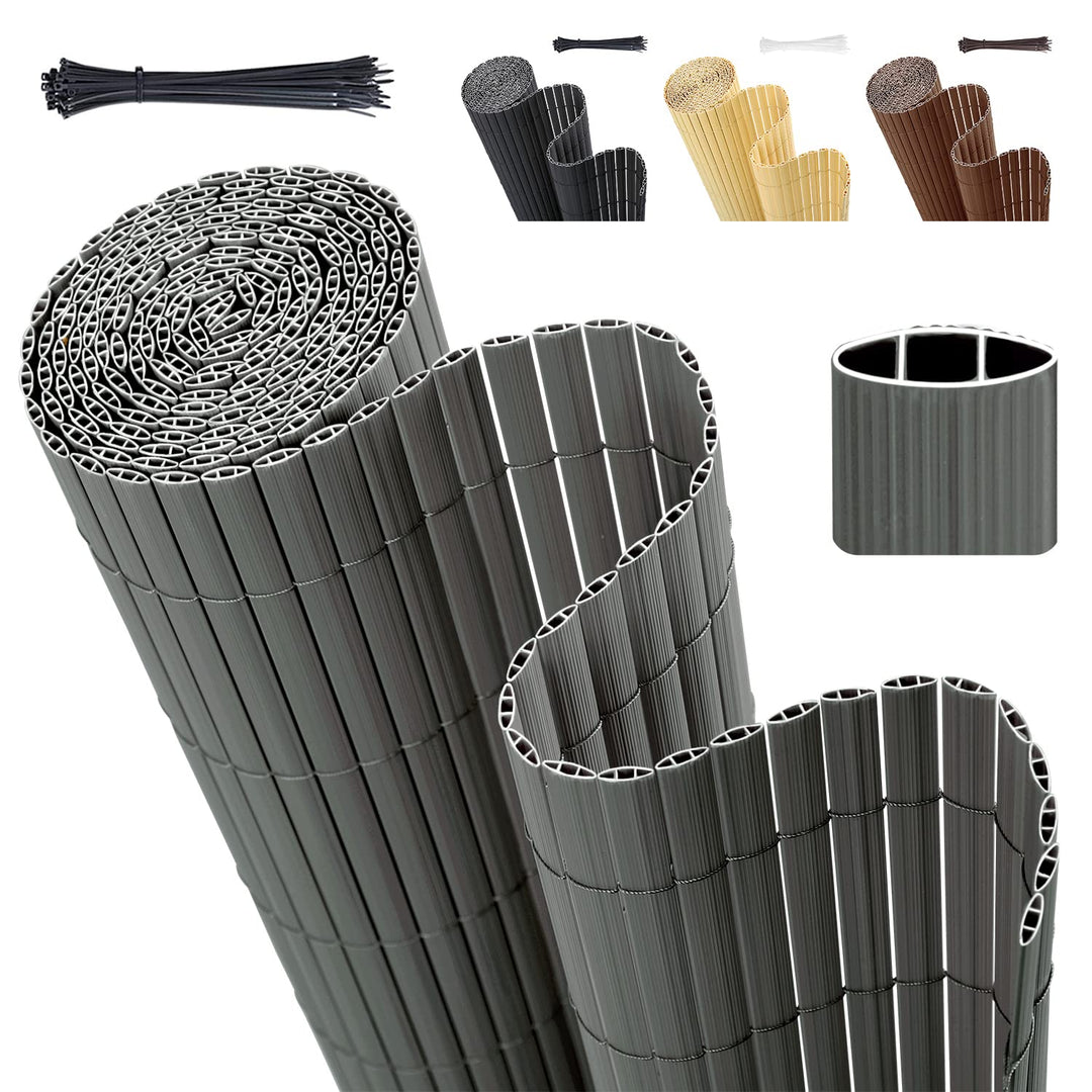 Sekey PVC Sichtschutzmatte 100x500cm Doppelte Verstärkung Innen, Balkon Sichtschutz mit Kabelbindern