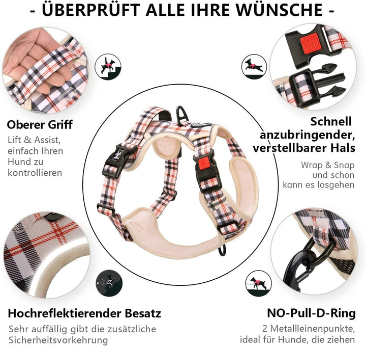 PoyPet Keine Pull Hundegeschirr Front Reflektierende Pet Weste für Hunde mit Einfache Kontrolle Grif