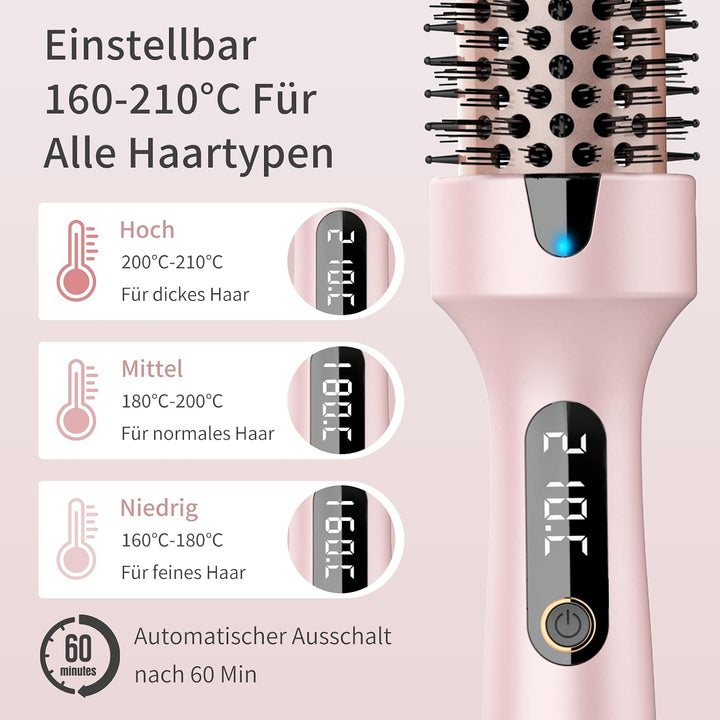 AISEELY Thermobürste 3-in-1, Thermal Brush 38mm Ionische Rundbürste Lockenbürste Styler,erhitzt für