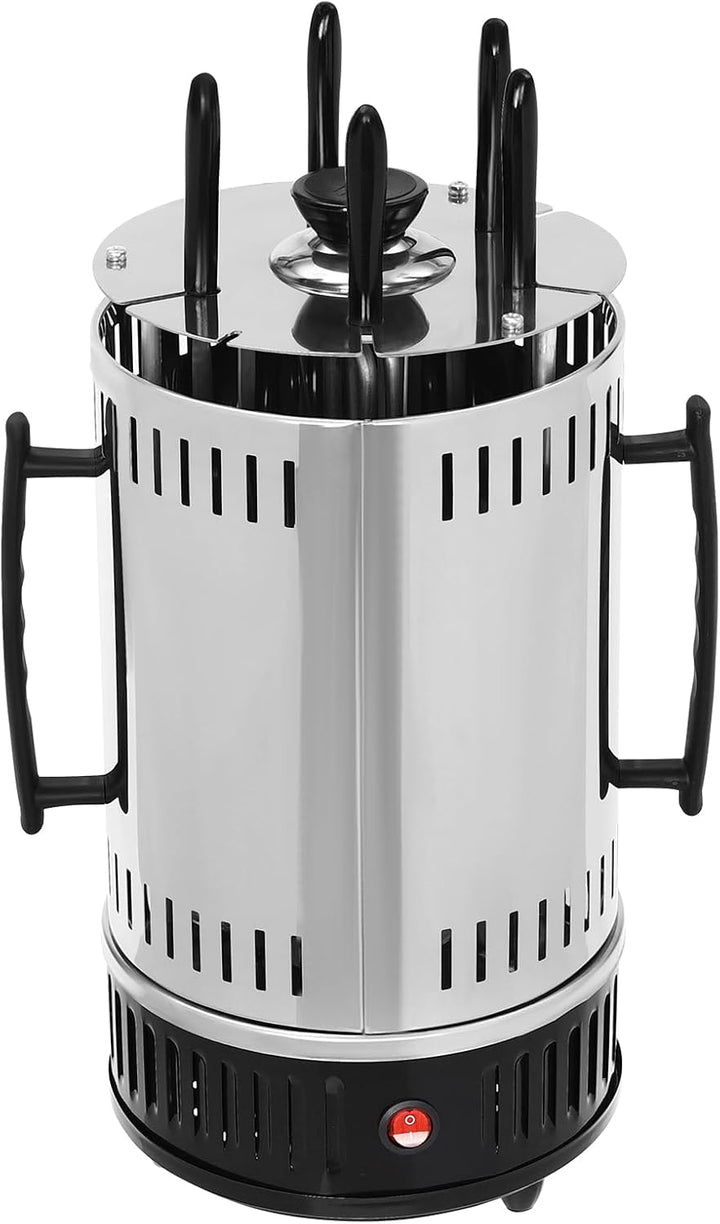 1000 Watt Vertikaler Elektrogrill, 230 Volt/50 Hz Elektrogrill mit 6 Spiesse, 360°C Rotisserie Spies