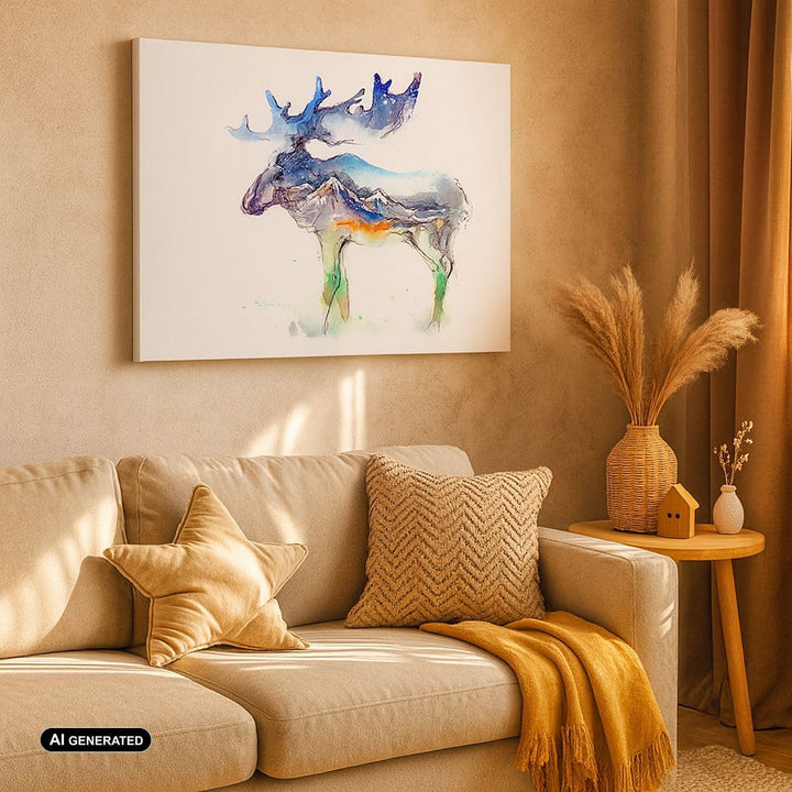 Bilder auf Leinwand Moose Berge Winter illustration Leinwandbild 70x50cm Wandbilder Dekoration Wohnz